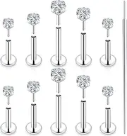 [Kridzisw] 18G 20G Nose Rings Hoop Stainless Steel L-Shaped Nose Rings Studs Screw Clear Clicker Retainer Tragus Cartilage Helix Earrings Piercing Hoop 27-36pcs
