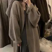 Open Front Plain Oversized Long Cardigan Coffee - XL