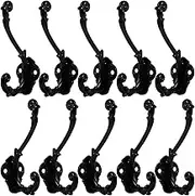 Zerodeko 10pcs Wall Mounted Antique Wall Hooks, Black Vintage Hooks Hanging Towel Racks Entrance Hangers Decorative Wall Hook for Hanging Coats Bags Hats Towels