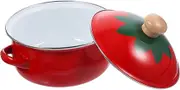 Enameled Cast Soup Pot with Lid Decorative Stew Pot for Cooking Noodles Ramen Soup Double Handle Design for Easy Holding Heat Insulated and Safe for Kitchen Use