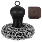 Cast Iron Cleaner Black Stainless Steel 316 Chain Mail Scrubber N7L39418