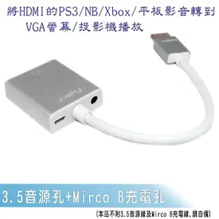 【Fujiei】HDMI TO VGA帶Audio音源孔鋁殼轉換線(HDMI轉VGA)