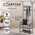 Artiss Clothes Rack Airer Coat Stand 179cm Metal Hanger Rail Closet Hook Shelf