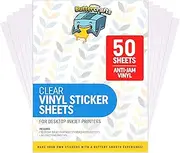 Clear Printable Vinyl for Inkjet Printer - For Epson - (Clear Sticker Paper | Waterproof | 50 Sheets) - Transparent Inkjet Printable Vinyl Sticker Paper Avoid Jams for Printers