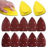 Keadic 60 Pcs Mouse Detail Sander Sandpaper Sanding Paper Assorted with Hand Detail Sander Block 40 60 80 100 120 180 240 320 400 800 Grits Hook and Loop Palm Sanding Pads