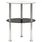 Transparent Black 2 Tier Side Table Modern Design Tempered Glass 38cm
