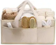 DULCE DOM Nappy Caddy Organiser Portable Baby Storage Basket for Nappies, Wip...