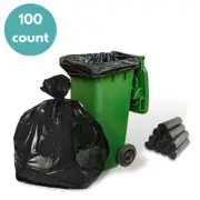 LLDPE Black Star Seal Trash Can Liner,55-60 Gallon,2 Mil 38" x 58" 100 Bags