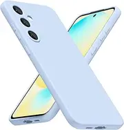 [LoeoeL] for Samsung Galaxy S24 FE Phone Case Silicone, Minimalist Ultra Thin Slim Soft Rubber Gel Solid Color Matte TPU Cute Case for Women Men, Girly Plain Aesthetic Design & Camera Cover, Light Blue