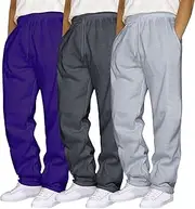 [Generic] 3 Pack Mens Cargo Sweatpants Loose Fit Drawstring Elastic Waist Athletic Pants Baggy Open Bottom Straight Leg Sweat Pants
