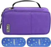 JAKAGO Insulin Cooler Travel Case With 2 Reusable freezer pack Large Capacity Carrying Case for Diabetic Medication TSA Approved Medical Cooling Pouch with Thermal Insulation (Purple)