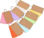 jojofuny 7Sets Blank Memo Cards with Binder Rings DIY Flashcards for Study Travel and Creative Writing for Students and Office Use