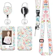 Grifito ID Badge Holder with Lanyard, Retractable ID Badge Card Holders Detachable Neck Lanyard Strap, Cute Badge Holder Perfect for Office Workers Student Teacher Nurses Doctor Coach