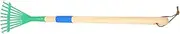 Garden Rake with Removable Wooden Handle Small Metal Rake for Gardening Kids Lawn Tool for Leaves Ideal for Outdoor Play and Yard Work Green