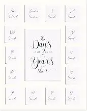 Comtraker School Picture Frame Pre-K to 12 Photo Black Mat(No Frame) School Sign First Day and Last Day - Kindergarten to 12th Grade High - (15Photos，11×15)(15white)