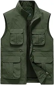 [AKTQL88] Men's Gilet Multi-Pocket Vest Sleeveless Casual Jacket Outdoor Fishing Vest Breathable Photography Travel Gilet