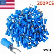 200Pcs #8 Fork Spade Terminals 16-14AWG Vinyl Insulated Crimp Wire Connector US
