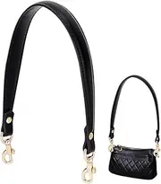 [PH PandaHall] Black Genuine Leather Purse Strap, 20 Inch Bag Handle 1 inch Wide Handbag Strap Bag Strap with Golden Buckles for Handbag Tote Briefcase Wallet DIY Handbag Making Underarm Bag, Black