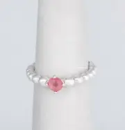New 100% Authentic PANDORA 925 Sterling Silver Petal Pink Beaded Ring 198598C09