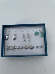 NIB Avon Ocean Tides Set 7 Pair Earrings Pierced Starfish Seahorse Shells DF3