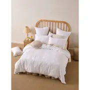Linen House Seren White Home/Bedroom Decor Quilt Cover Set with Pillowcase