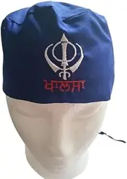 [Generic] Sikh Patka Khanda Printed Cotton Adjustable Patka, Bandana, Skull Cap for Men & Women Pack Of 1 (Blue), Medium, Orange, Orange, 4