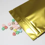 100pc Gold Metallic Foil Resealable Sample Bags Heat Sealable ~5x7in Outer Size