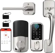 Hornbill WiFi Smart Deadbolt Lock with Handle: Front Door Lock Set Keyless Entry