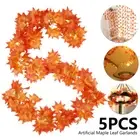 5pcs Artificial Maple Leaf Garlands 7.5Ft Autumn Hanging Fall Plant 〼〼