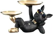 Jarttarn 2 Key Bowl for Entryway Table,Resin Bulldog Sculpture,Butler Statue with Tray,Candy Bowl for Desk,Jewelry Earring Tray,Multipurpose Sculptures Home Decor