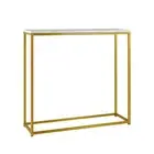 NNEED Console Table Marble-look Iron Gold&White