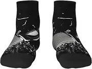 [JEJEA] Black and White Golf print Men's Athletic Cushioned Crew Socks Crew Training Athletic Socks Men and Women for Sports
