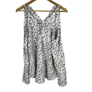 Seven Sisters Women’s White Printed Star Cold Shoulder Top L B Plus B Size Large