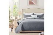 Aspen 3 Pce Lightly Quilted Polyester Embossed Coverlet Set Queen/King Charcoal