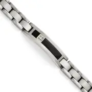 Chisel Titanium/14K Polished/Matte Black Onyx 0.05ct. tw Bracelet 8"