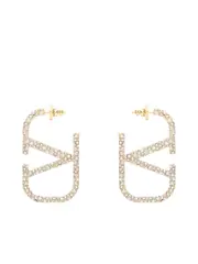 Valentino Garavani Crystal V Hoop Earrings