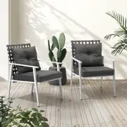 Livsip 2PCS Outdoor Rattan Chairs Setting Garden Patio Lounge Armchair White