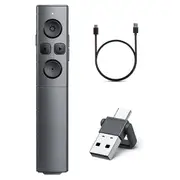 2-In-1 USB Type C Presentation Clicker, Rechargeable Wireless Presenter Remote, Clicker for PowerPo Black