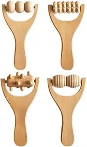4Pcs Wooden Therapy Massage Roller for Foot Neck Back Arm Relief Ergonomic Handheld Tools for Muscle Tension Release Relaxation Portable Lightweight Massage