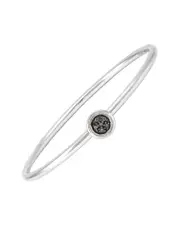 Silver & Steel 0.07 ct. tw. Diamond Bangle Bracelet