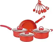 Non-Stick Pots and Pans Set 13-Piece Kitchen Utensil Set Kitchen Cookware s for Friends and Family Red One Size