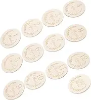 KONTONTY 13Pcs Wooden Slices Monthly Growth Cards Unique Milestone Cards for Newborns with Beautiful Grain for DIY Crafts and Home Decor