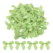 100Pcs Mini Ribbon Bows 2.5" Mini Fabric Satin Ribbon Flower Bows Olive Green