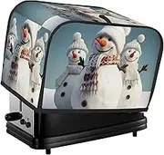 happy snowman Toaster Cover 2 Slice Bread Machine Covers Waterproof Universal Size Kitchen Small Appliance Cover with Hang Loop, Dust and Fingerprint Protection
