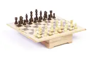 The Jewell Chess/Checkers set in Self Store Wood Case by Cambor Games