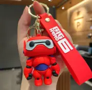 New Disney Big Hero 6 Red Baymax 3D PVC Bags Hanger Pendant Keychains Key Rings