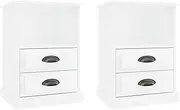 vidaXL Bedside Cabinets in High Gloss White - Set of 2, Durable Engineered Wood Construction, 43x36x60 cm, with Open Compartment & Drawers for Ample Storage Space
