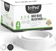 ECOPEST Bed Bug Interceptors – 4 Pack | Bed Bug Blocker (Pro) Interceptor Traps (White) | Insect Trap, Monitor, and Detector for Bed Legs