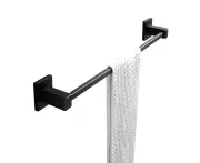 600mm Stainless Steel Square Single Towel Rail Rack Bar Holder Black Wall Mounted