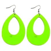 Green Teardrop Earrings Neon 80s Retro Rock Star